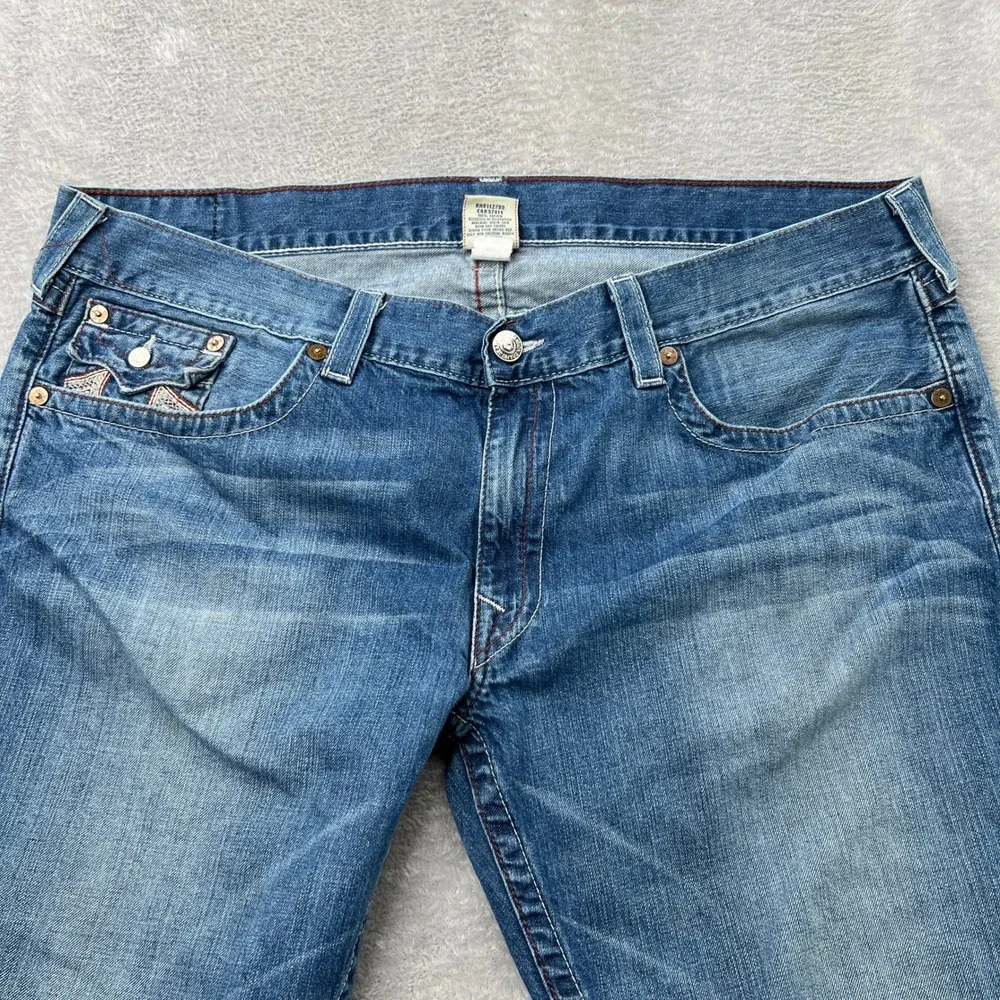 True Religion‎ Section Straight Jeans Size 44 Blue Mens Y2K Embroidered Baggy